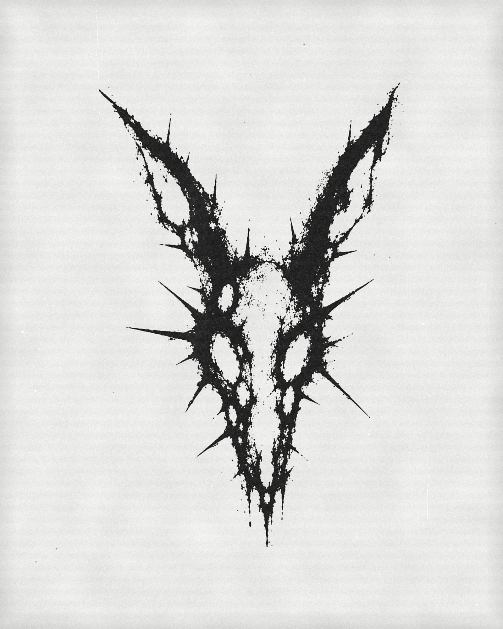 Horned Skull, black ink drawing by Matteo Russo